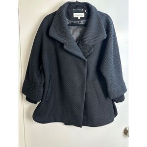 Calvin Klein black coat size 6 with removable knit sleeves